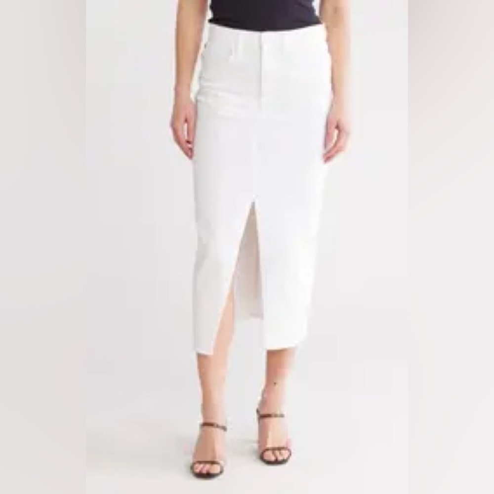 Hudson Jeans Women's White Denim Midi Pencil Skirt with Front Slit Size 29 NWT